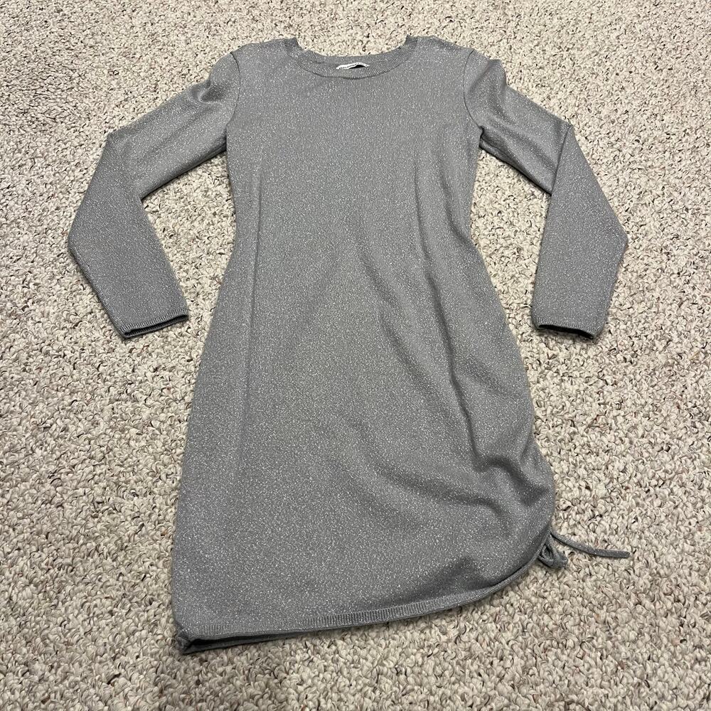 Abercrombie & Fitch Silver Sparkly Ruched Bodycon Dress Sz M Preppy Holiday